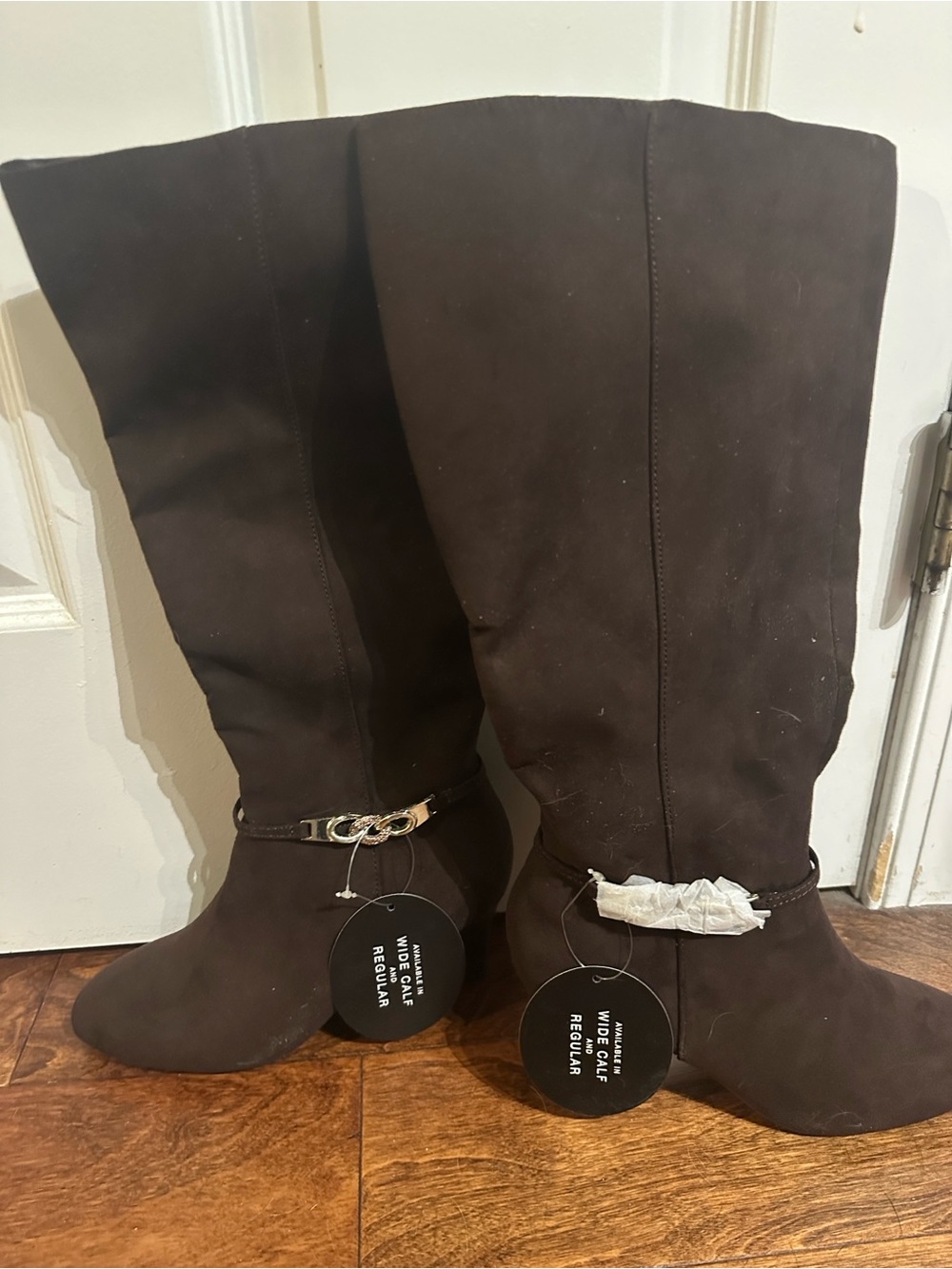 Karen Scott Dark Brown Suede Knee-High Heeled Boots Size 8